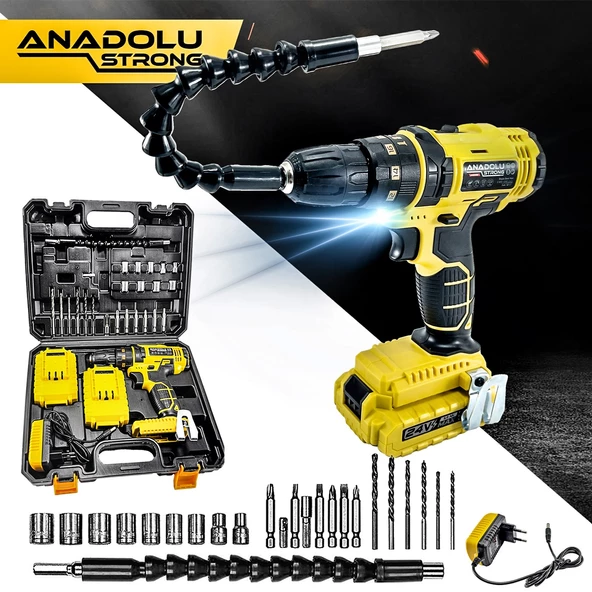Anadolu Strong ANS1069-S 24W Çift Li-ion Bataryalı Metal Şanzıman Darbeli 27 Parçalı Süper Setli - 4