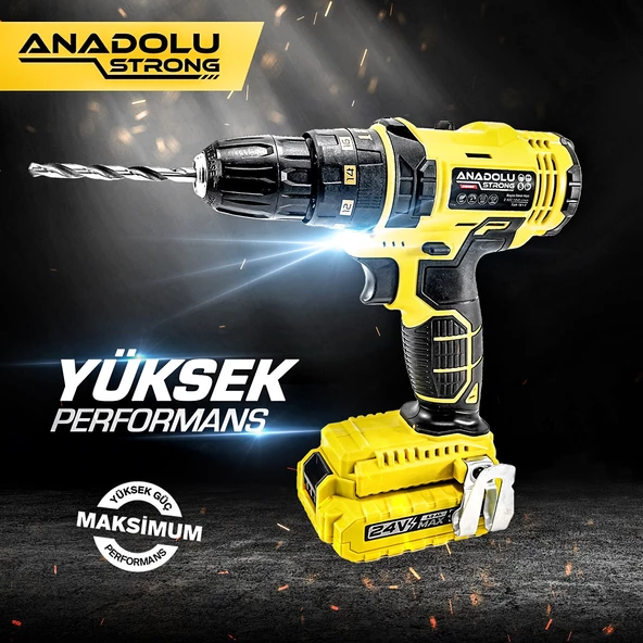 Anadolu Strong ANS1069-S 24W Çift Li-ion Bataryalı Metal Şanzıman Darbeli 27 Parçalı Süper Setli - 2