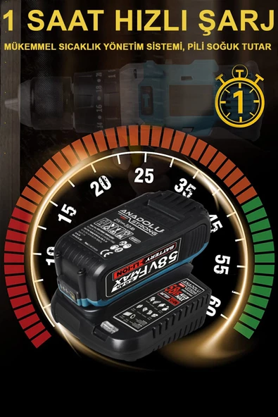 58vf 5ah Li Sjs Çift Metal Şanzuman Metal Mandren Çift Akülü Şarjlı Matkap 24 Parça Set Hediyeli - 5