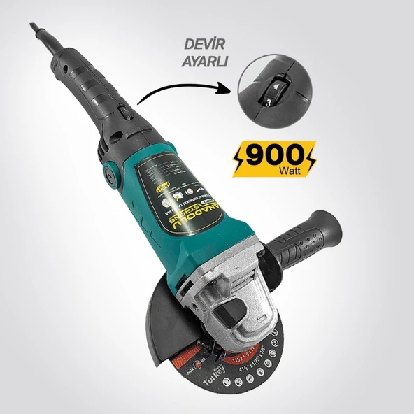 Anadolu Strong DM803 Devir Ayarlı Spral Taşlama Makinası Avuç İçi Taşlama 115 mm 2 Adet Disk Hediye - 8