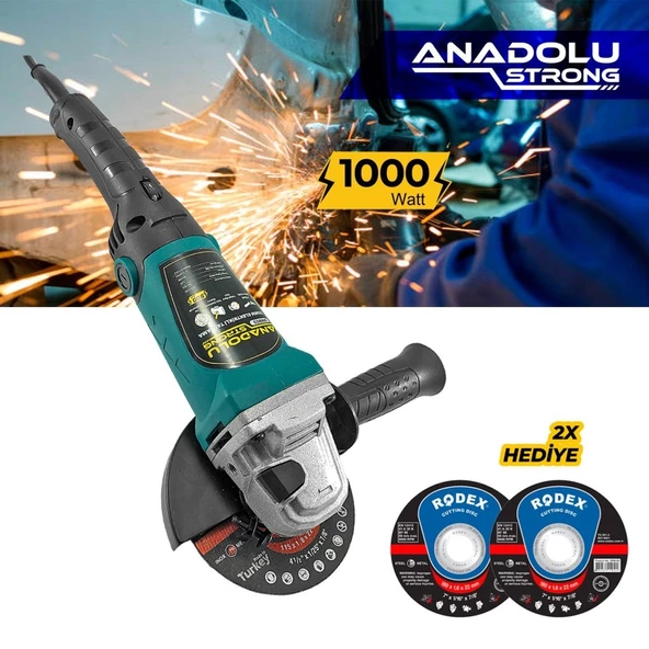 Anadolu Strong DM803 Devir Ayarlı Spral Taşlama Makinası Avuç İçi Taşlama 115 mm 2 Adet Disk Hediye - 9