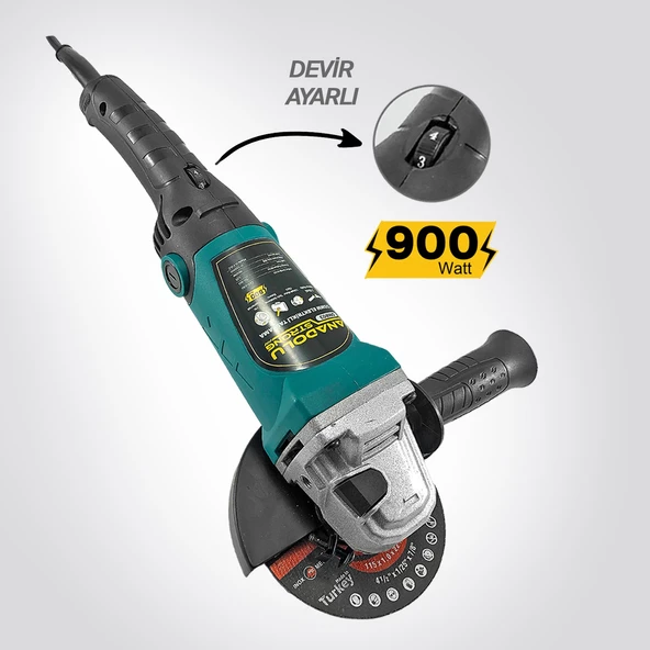 Anadolu Strong DM803 Devir Ayarlı Spral Taşlama Makinası Avuç İçi Taşlama 115 mm 2 Adet Disk Hediye - 3