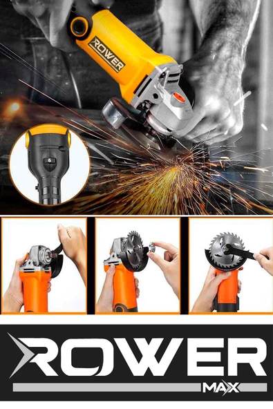 Rowermax RWRX-3803S 3500w Devir Ayarlı Spiral Taşlama Makinası Avuç İçi Taşlama 125 mm 2 Adet Diskli - 3