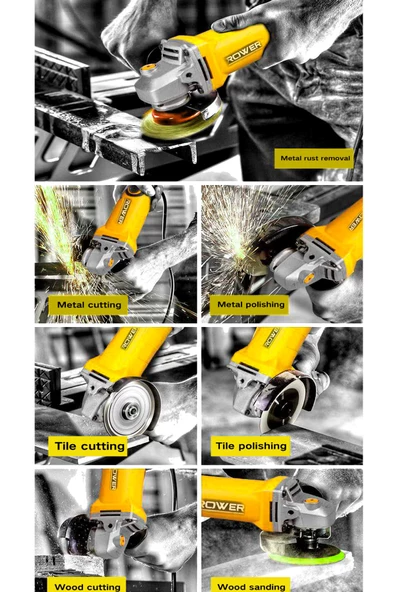 Rowermax RWRX-3803S 3500w Devir Ayarlı Spiral Taşlama Makinası Avuç İçi Taşlama 125 mm 2 Adet Diskli - 4