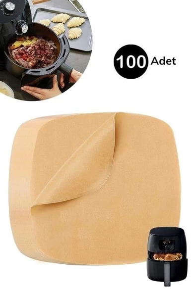 100 Adet Air Fryer Pişirme Kağıdı Tek Kullanımlık Yağ Su Geçirmez Yapışmaz Deliksiz Düz Kare Model - Resim 9