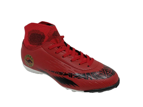 Jump 28366 Erkek Kırmızı Bağcıklı Çoraplı Halı Saha Ayakkabı - 2