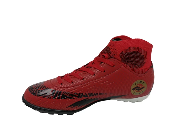 Jump 28366 Erkek Kırmızı Bağcıklı Çoraplı Halı Saha Ayakkabı - 3