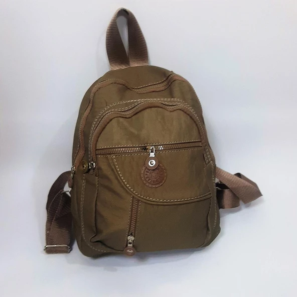 Fiyra s1 Camel Renk Krinkıl Kumaş Dört Bölmeli Bayan Sırt Çantası - 8