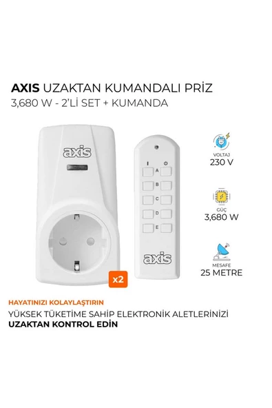 2'li Uzaktan Kumandalı Priz Set 3680 W - 2