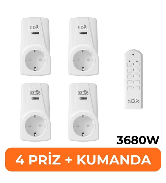 Axis 4'Lü Uzaktan Kumandalı Priz Set 3680 W - 2