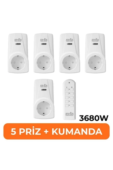 Axis Uzaktan Kumandalı Priz Set 3680 W-5'li - 2