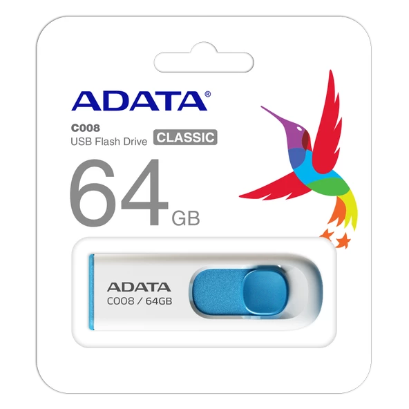 Adata C008-64GB 64GB USB2.0 Classic (White + Blue) Flash Bellek - 2