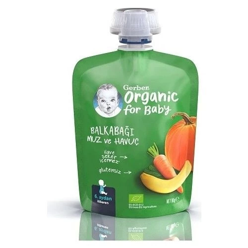 Gerber Organik Balkabağı Muz ve Havuç Püresi 90gr