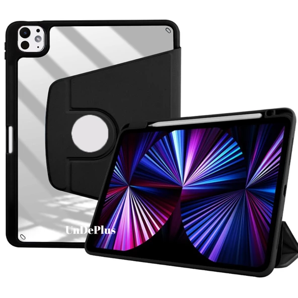 Apple iPad Pro 12.9 6. 5. Nesil Kılıf Termik Kalem Bölmeli Dönebilen Standlı Kılıf Smart A2436-37-61-62 A2764-66 A2378-79 - 8