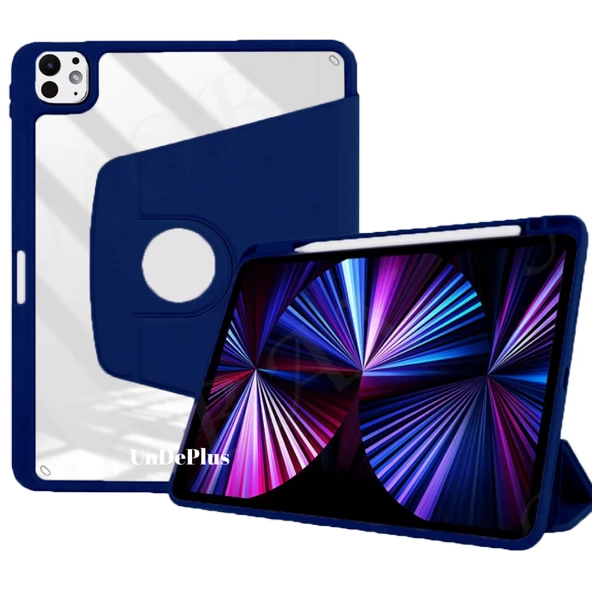 Apple iPad Pro 12.9 6. 5. Nesil Kılıf Termik Kalem Bölmeli Dönebilen Standlı Kılıf Smart A2436-37-61-62 A2764-66 A2378-79 - 5