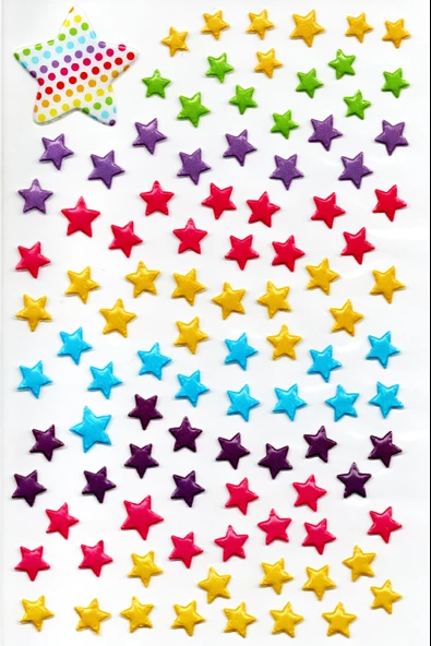 Sticker Kabartmalı A4 boyutunda Stiker Defter, planlayıcı etiket (Lim230-558) - Minik Yıldızlar