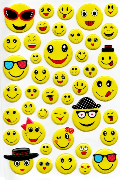 Sticker Kabartmalı A4 boyutunda Stiker Defter, planlayıcı etiket, -(Lim205) - Sevimli Emoji