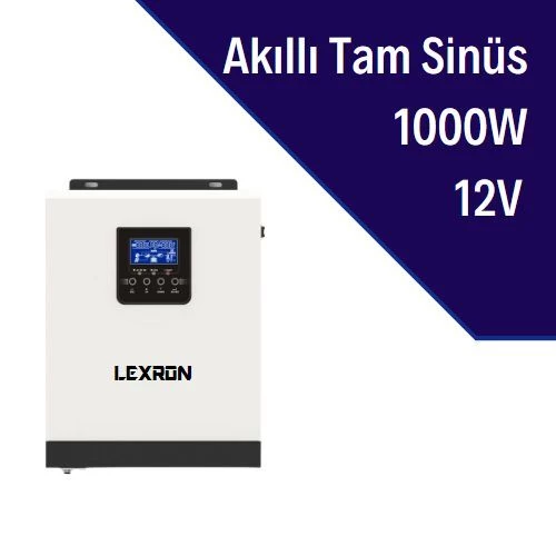 Lexron 1 Kva 1KW 1000W 12 Volt Tam Sinüs Akıllı İnverter İnvertör