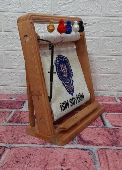 100tel Polis İsim Motifli El Dokuması Hediyelik Minyatür Halı - 3