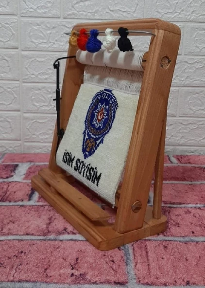100tel Polis İsim Motifli El Dokuması Hediyelik Minyatür Halı - 4