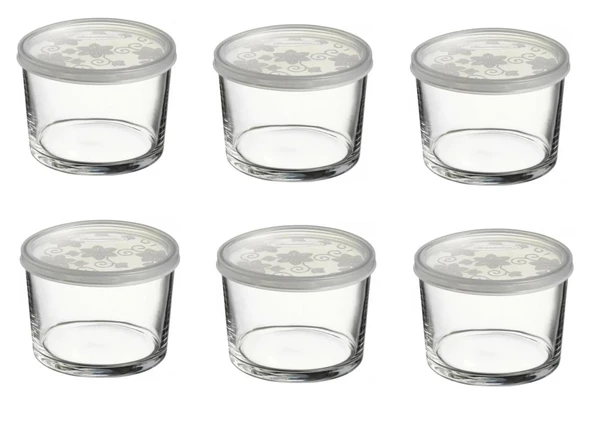 Paşabahçe kapaklı cam saklama kabı 6 lı kahvaltılık 220cc ürün görseli