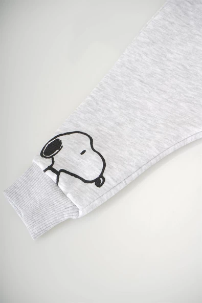 YENİ SEZON SNOOPY KAPŞONLU KIZ ÇOCUK 3İP EŞOFMAN TAKIMI - 5