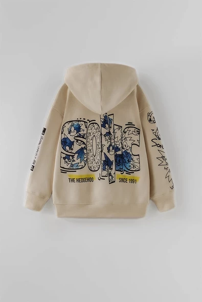 ERKEK ÇOCUK SONİX DESENLİ KAPŞONLU SWEATSHİRT - 8