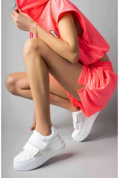 Kadın Beyaz Yüksek Topuklu Spor Ayakkabı , Snekaer - 5