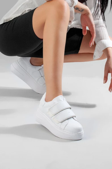 Kadın Beyaz Yüksek Topuklu Spor Ayakkabı , Snekaer - 3