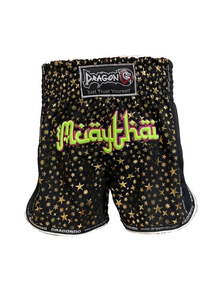 DragonDo MT3014 Muaythai Şortu Nakışlı Yaldızlı Muaythai Antrenman Şortu