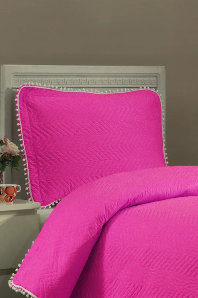 Kapitone Ponponlu Tek Kişilik Yatak Örtüsü - 8