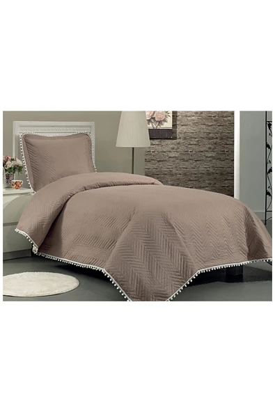 Kapitone Ponponlu Tek Kişilik Yatak Örtüsü - 7