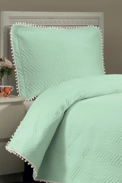 Kapitone Ponponlu Tek Kişilik Yatak Örtüsü - 2