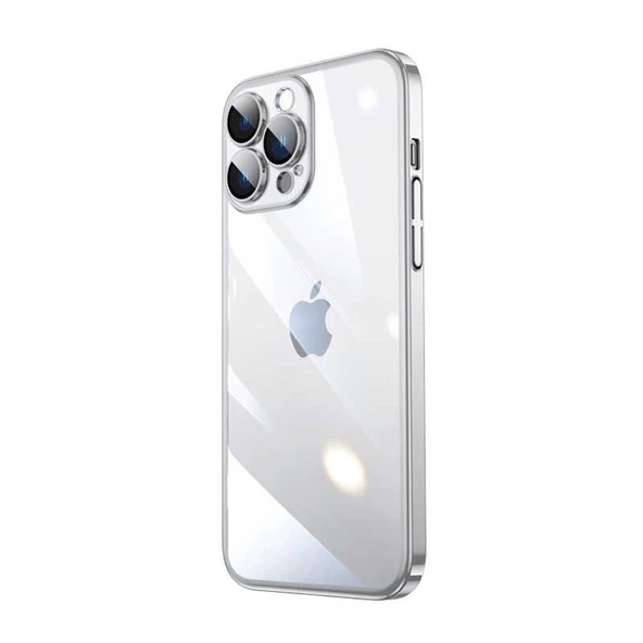 İphone 13 Darbe Emici Şeffaf Kenarları Renkli Sert Lazer Lensli Kılıf - 1