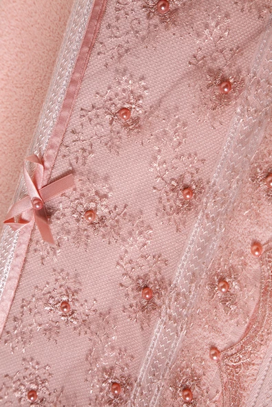 Louis Marie | 50x90 cm | Güpür ve Boncuk Detaylı | %100 Pamuk | Pudra | 6 Adet | El Yüz Havlu Seti - 3