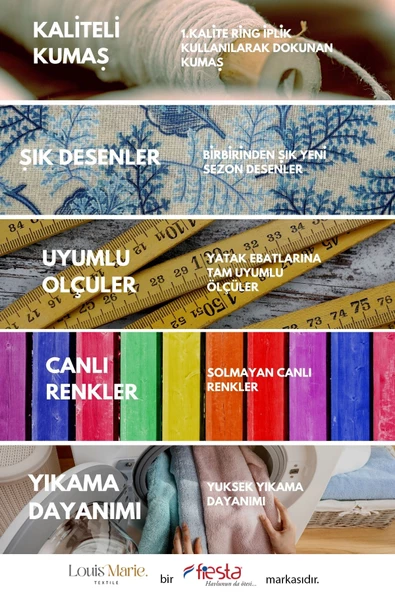 Louis Marie | Çift Kişilik | Pamuk| 4 Parça | Nevresim Takımı | Kristal - 2