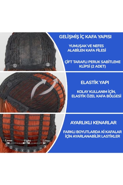 Omuz Platin  Dalgalı Fiber Sentetik Perçemli Peruk - 2