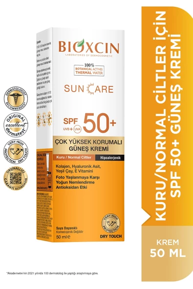 Bioxcin Sun Care Çok Yüksek Korumalı Kuru ve Normal Ciltler İçin Spf 50+ 50 ml Güneş Kremi