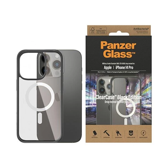 PanzerGlass MagSafe ClearCase Siyah Çerçeveli Kapak 2.4m iPhone 14 Pro - 2
