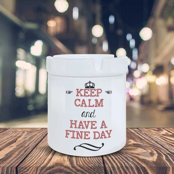 Keep Calm Motivasyon Yazı Baskılı Küllük Seramik Kül Tablası-302