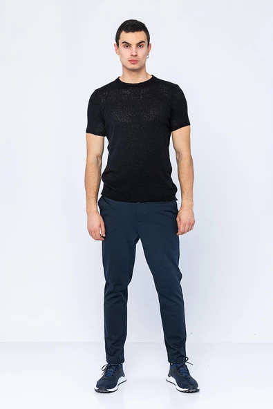 Erkek Bisiklet Yaka Regular Fit Dar ve Kısa Kollu Pamuklu Triko Örme T-Shirt - 7