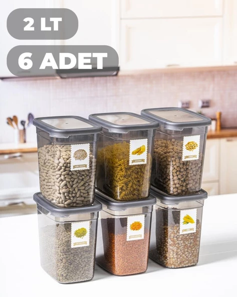 Per Class Organizer Etiketli Saklama Kabı 2 lt 6'lı Set