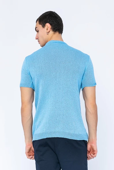 Erkek Bisiklet Yaka Regular Fit Dar ve Kısa Kollu Pamuklu Triko Örme T-Shirt - 12