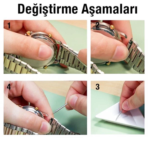 Polham 108 Adet 8mm ve 25mm arası Saat Pimi,Paslanmaz Çelik Yaylı Susta Saat Pimi Değiştirme Aparatı - 5