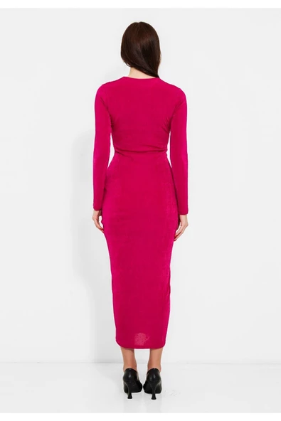 Modatalika  Kadın Önden Büzgülü Tasarım Abiye Elbise - Resim 4