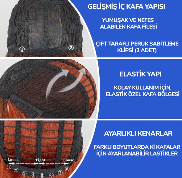 KAHVERENGİ Platin Ombreli Afro Dalgalı Uzun Fiber Sentetik Perçemli Peruk - 4