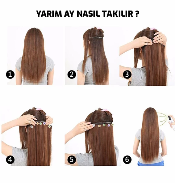 KAHVERENGİ AFRO DALGALI Yarım Ay  – 65cm 190 gr. FİBER SENTETİK Çıt Çıt – Renk No:30 - 2
