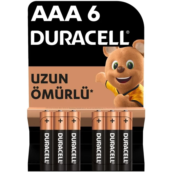 Duracell Alkalin AAA İnce Kalem Piller, 6'lı Paket