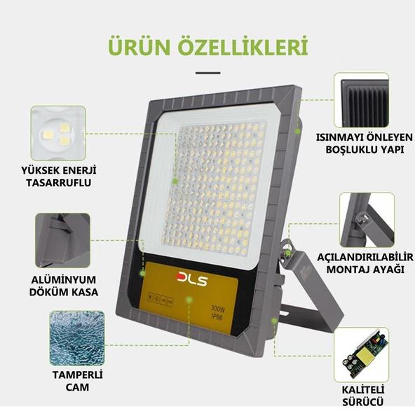 300W Led Projektör Park Bahçe Çevre Site Bina Tabela Dış Mekan Led Lamba - 3