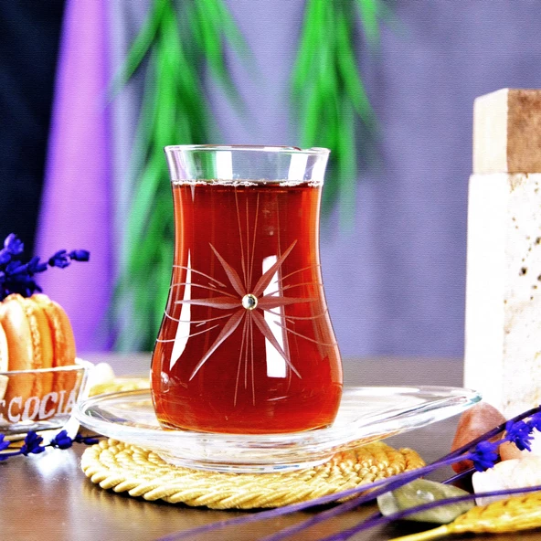 Decocia Nevasia 6 Kişilik 12 Parça Çay Seti 170cc Mira Desenli - Resim 3